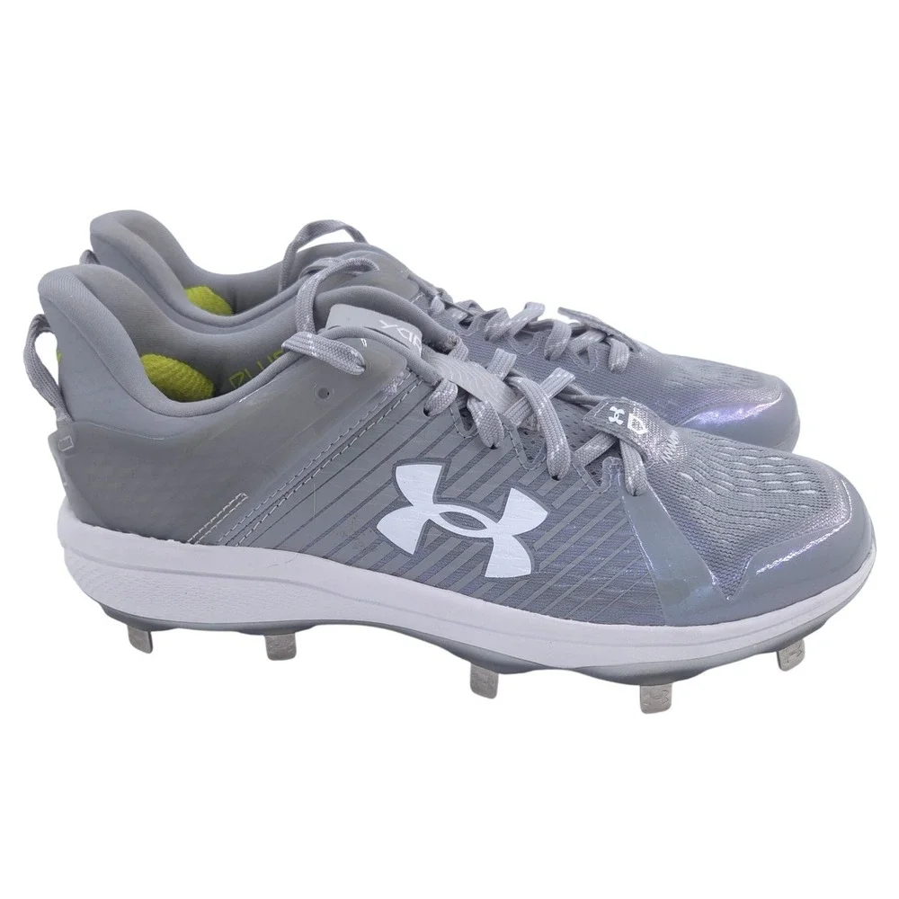 Under Armour Yard Low MT Baseball Cleats Mens 7 Gray Shoes Lightweight Metal NEW